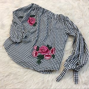 Off Shoulder Embroidered Blouse